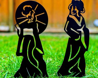 Geisha Japanese Ornaments, Present Ideas for Garden Lovers, Outdoor Woman Statues, Oriental Zen Home Decorations, Mother's Day Gifts for Her