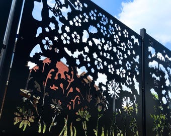 Spring Garden Metal Fences & Posts, Outdoor Decorative Wall Panels, Stormproof, Durable Steel Fencing, Privacy Balcony Deck Railing Screens