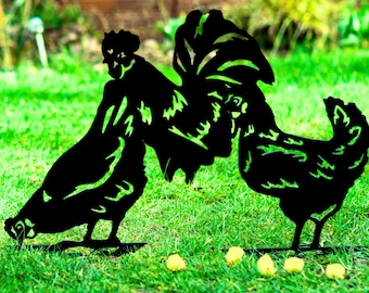 Easter Chickens Decorations, Metal Birds Garden Ornaments, Outdoor Hens, Rooster Lawn Decor Ideas, Mother's Day Gifts for Her, Wife, Woman