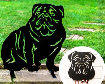 Bulldog Ornaments for Home and Garden, English Bulldog Dog Metal Decor, Birthday Christmas Gifts for Dog Owner Lover Her Him