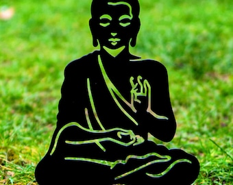 Sitting Meditating Buddha Home Ornaments Art Statue Metal Sculpture for Oriental Japanese Zen Garden Outdoor Lawn Christmas Decoration Gifts