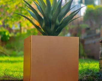 Square 35L 35x35 Metal Garden Planter Outdoor Steel Planter Box Cube Steel Flowers Bed Grow Pot Modern Home Front Yard Vegetable Pot