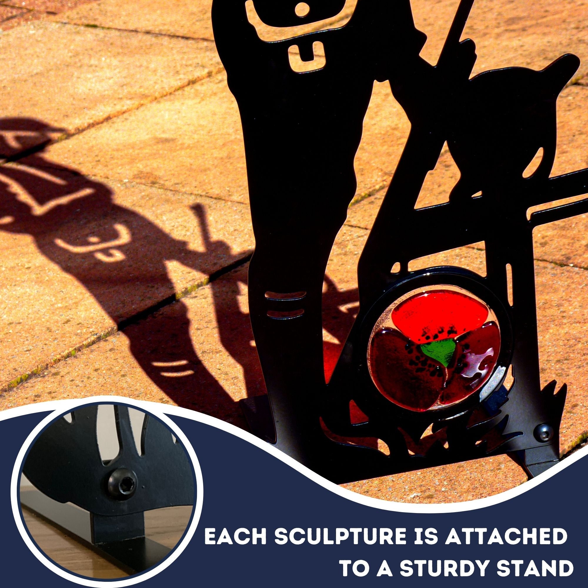 Lest We Forget Tommy Soldier Silhouette Military Statue Remembrance Day Sculpture Army Poppy Metal Art Figurine Veteran Memorial Ornament - UK