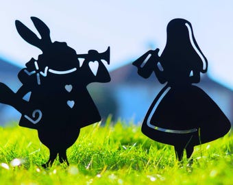 Alice in Wonderland  2 Figurines Garden Wedding Party Ornaments Outdoor Easter Lawn Decoration Mother's Day Gifts Ideas for Her, Woman