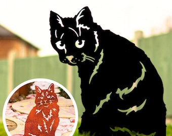 Cat Ornaments for Home and Garden, Cat Metal Decoration, Birthday Christmas Gifts for Cat Owner Lover Her Him