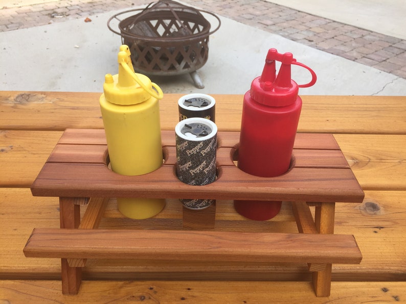 Mini Picnic Caddy Cedar grilling accessories Condiment Etsy