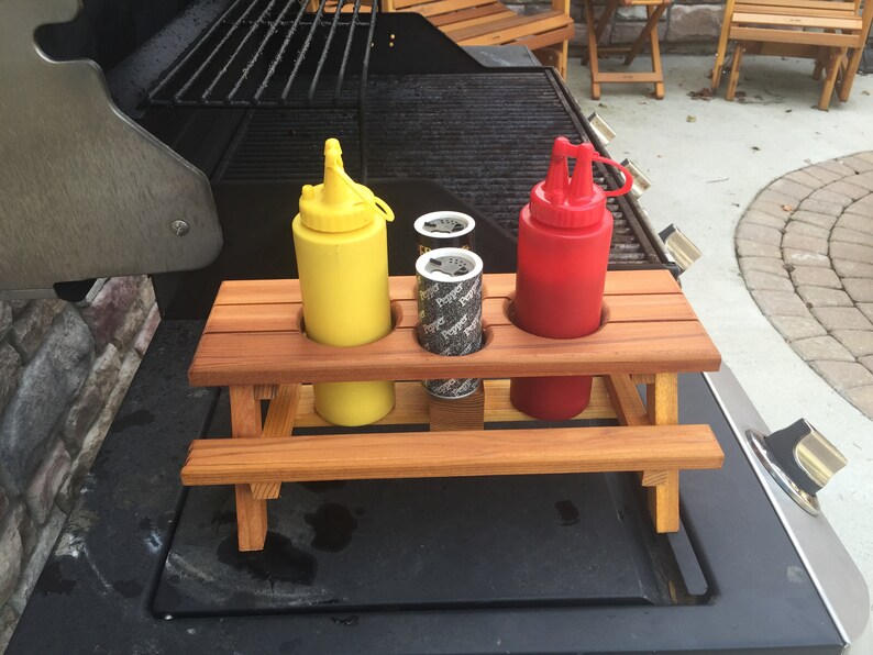 Mini Picnic Caddy Cedar grilling accessories Condiment Etsy