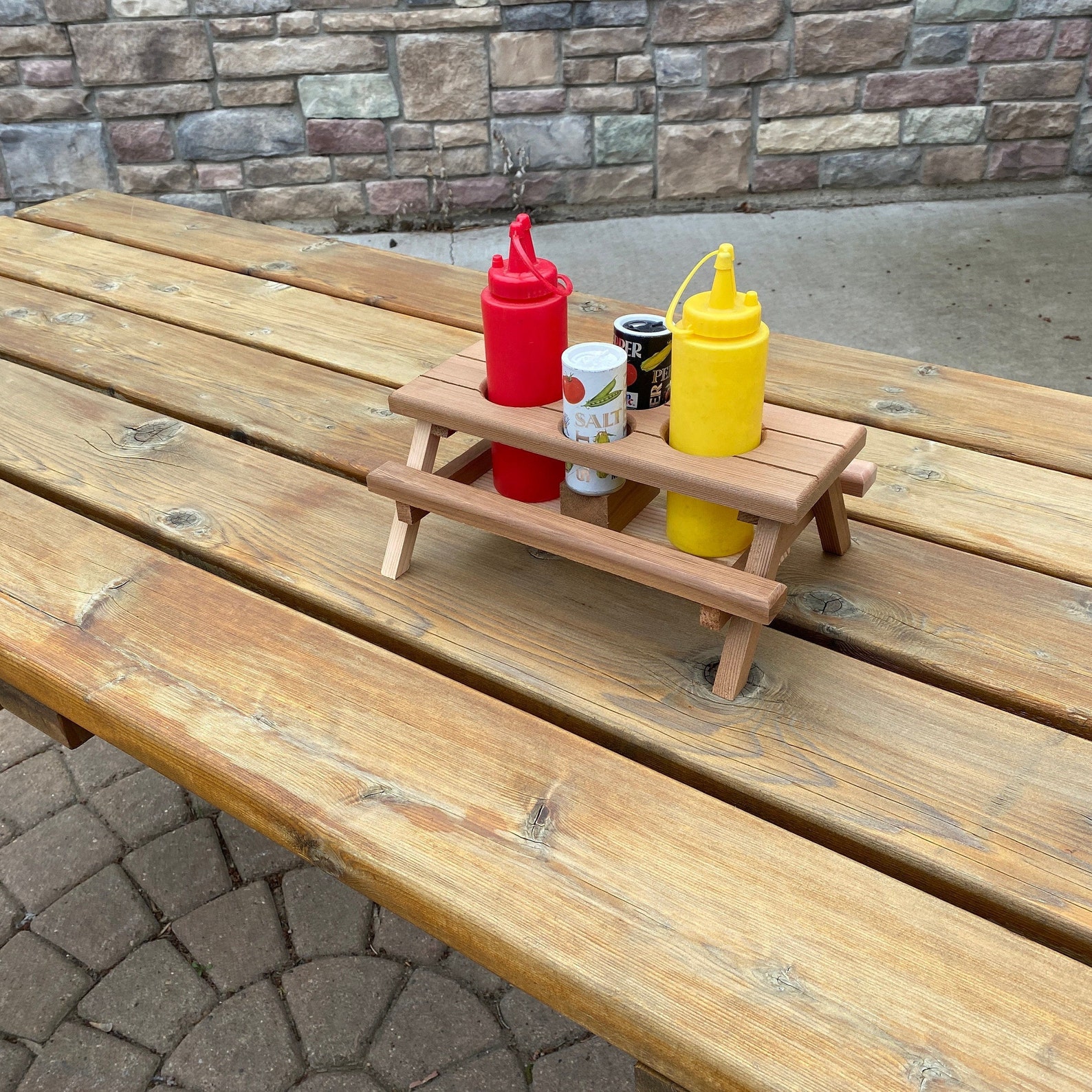 Mini Picnic Caddy Cedar grilling accessories Condiment Etsy