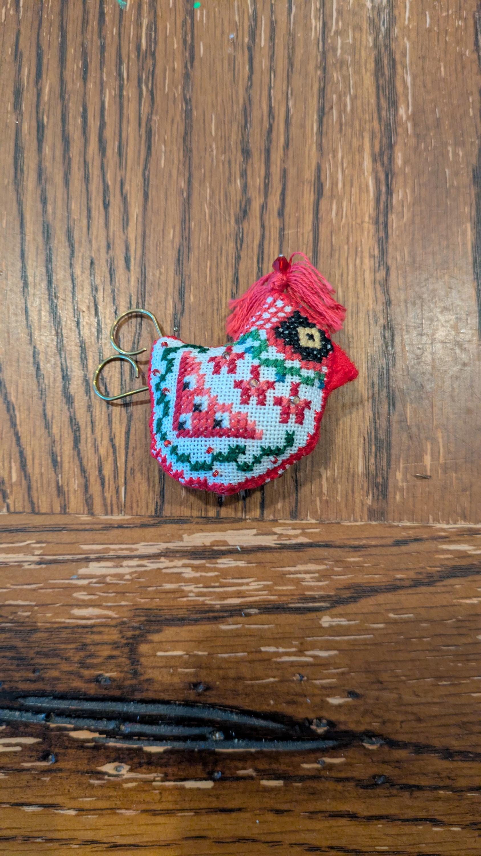 Finished Cross Stitch Cardinal Tweet Ornament by Just Nan - Etsy