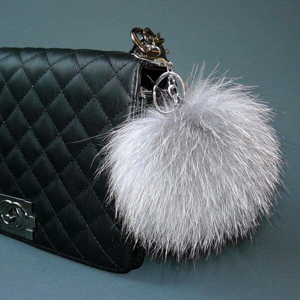 Pomenna Faux Fur Pom Pom Keyring Black