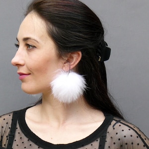 Furry Earrings PomPom Earrings, Fluffy Earrings, Handmade Earrings, Pompom, Cute Gift, Boho Bride Jewelry, Winter Wedding Jewelry