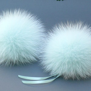 Pompon di vera pelliccia di volpe, pompon di pelliccia color menta per cappello, pompon staccabile, pompon per cappelli invernali, pompon soffice, pompon di volpe, pompon di pelliccia per cappello per bambini