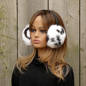 Rabbit Fur Earmuffs Unisex, Fur Ear Warmer, White & Black Fur Earmuffs For Her, Brown Earmuffs For Men, Cute Earmuffs For Teen Boy or Girl