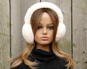 ホワイトフォックスファーイヤーマフ｜冬用リアルファーイヤーマフ