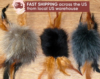 Cat Toys, Fur & Feather Cat Toy Set of 3, Joint Cat Toy, Cat Teaser Toys 3-pack, Fluffy Pompom Pillow for Pet, Ball Cat Toy, Present for Cat