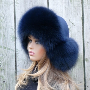 Kids Children's Hats Real Fox Fur Trapper Hat With Pom Poms Winter Ear Flaps Bomber