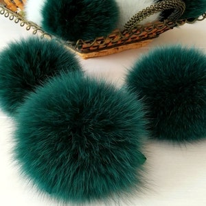 Pompon di pelliccia verde, pompon di pelliccia di volpe verde, cappello con pompon di pelliccia verde, pompon fai da te, pompon per cappello lavorato a maglia, pompon di volpe, palline di pelliccia di pompon