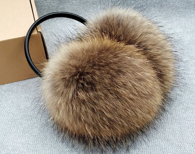 Beige Earmuffs Raccoon Fur Ear Muffs Warm Earmuffs Gift for Etsy