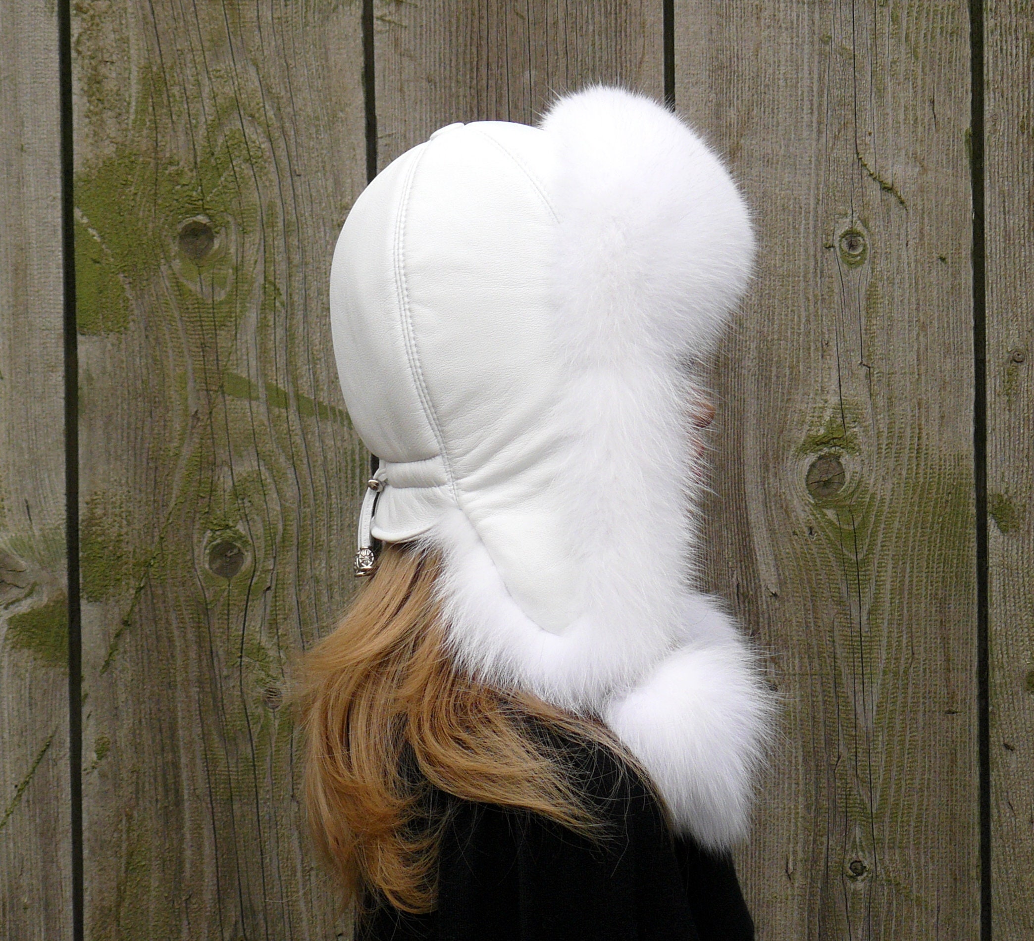 White furry hat with ears deals