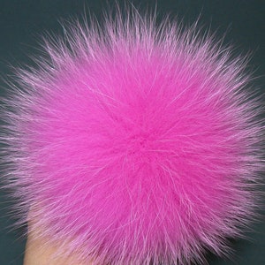 Pompon di pelliccia, Pompon di pelliccia rosa per cappello, Pompon di vera pelliccia di volpe, Pompon staccabile, Pompon grande, Idea regalo, Regalo fai da te, Accessori di pelliccia