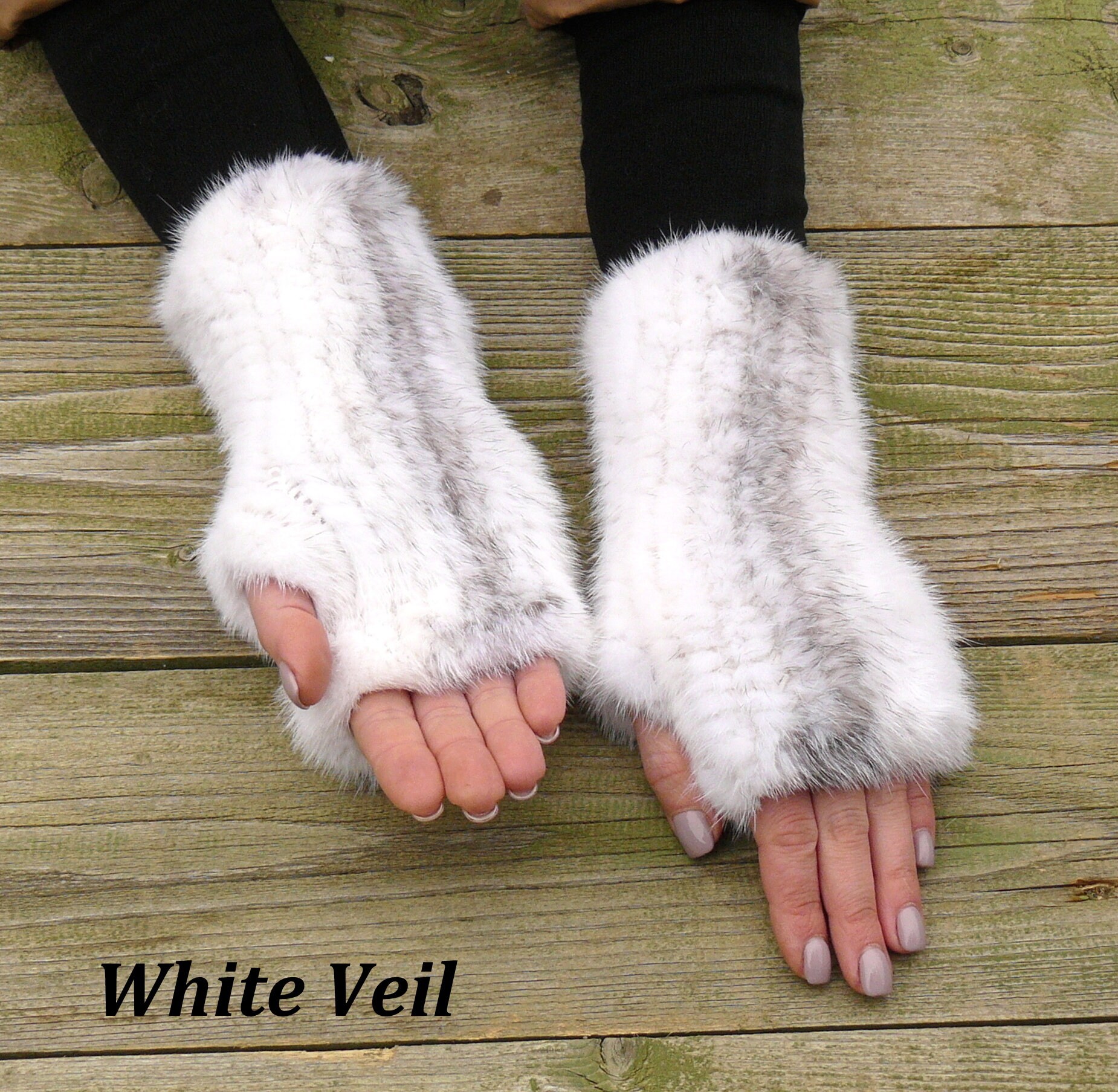 Newfancy Women's Furry Fingerless Mittens - Warm Winter Arm Warmers