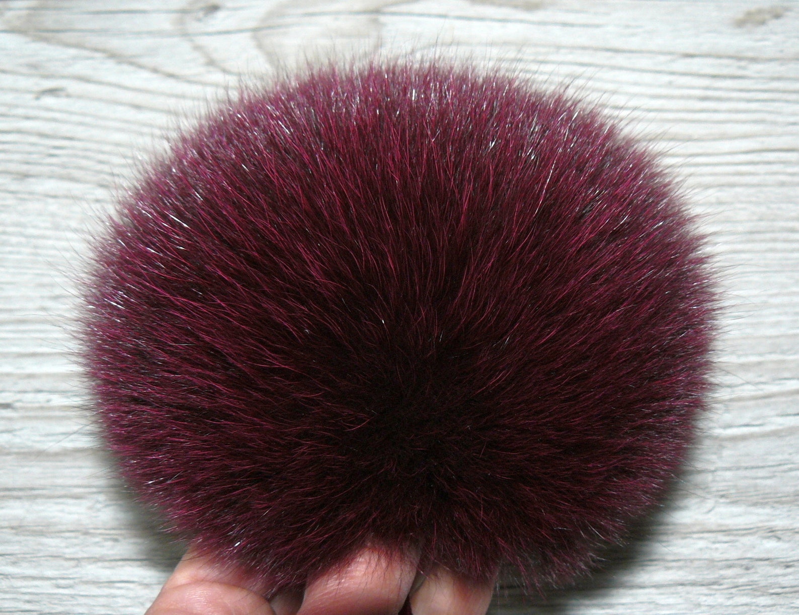 Fur Pom Pom Burgundy Fur Pom Pom for Hat Real Plush Fox Fur Etsy