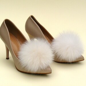 Shoe Clips for Women, Shoe Pompom, Shoe Decorations, White Wedding Shoe Clips, Bridal Shoe Clips, Fluffy Pom Pom Shoe Brooch, Furry Shoe Bow image 10