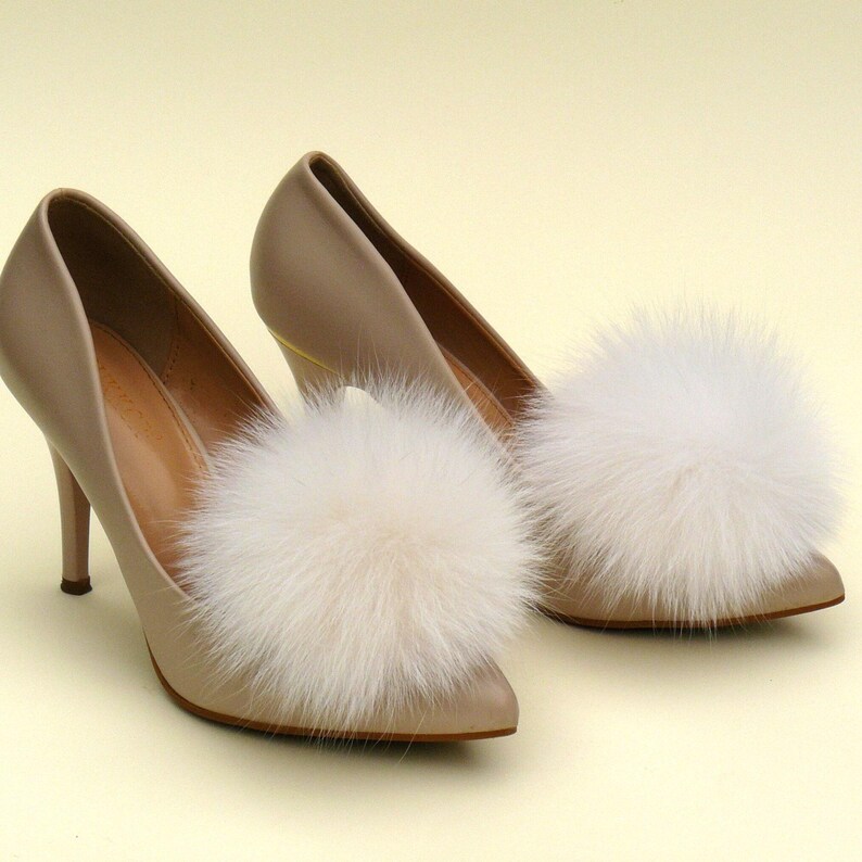Shoe Clips for Women, Shoe Pompom, Shoe Decorations, White Wedding Shoe Clips, Bridal Shoe Clips, Fluffy Pom Pom Shoe Brooch, Furry Shoe Bow image 10