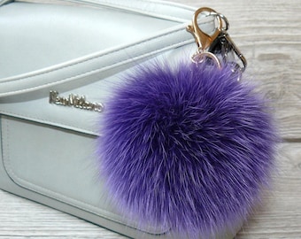 FUKAJOMFEN Portachiavi in peluche con pelliccia di visone, ideale per borse e zaini, rosa