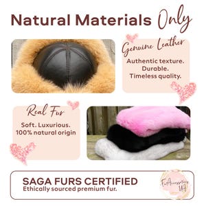 Fox Fur Hat For Women, Winter Hat, Brown Leather Headwear, Warm Fuzzy Hat, Winter Fashion, Fur Head Warmer, Dark Mocha Fur Color, Mom Gift image 5