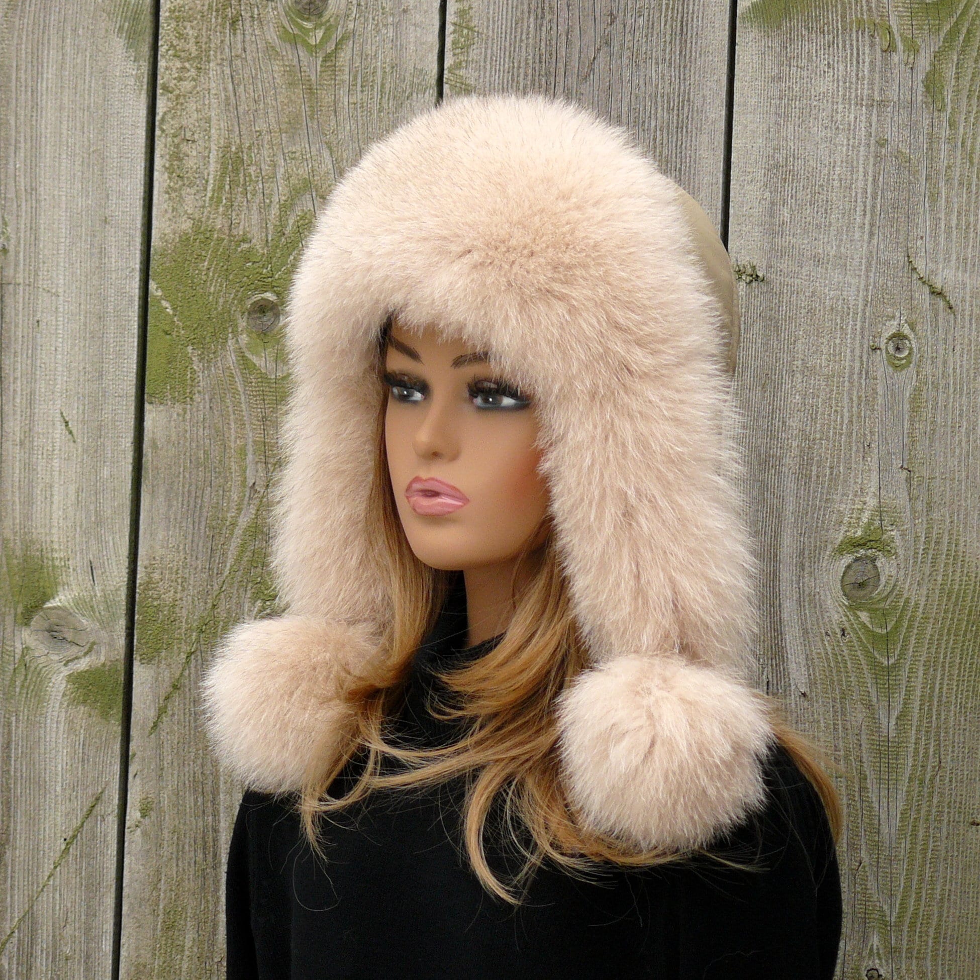 Fluffy Real Fur Trapper Hat, Warm Fuzzy Bomber Hat, Winter Fox Fur