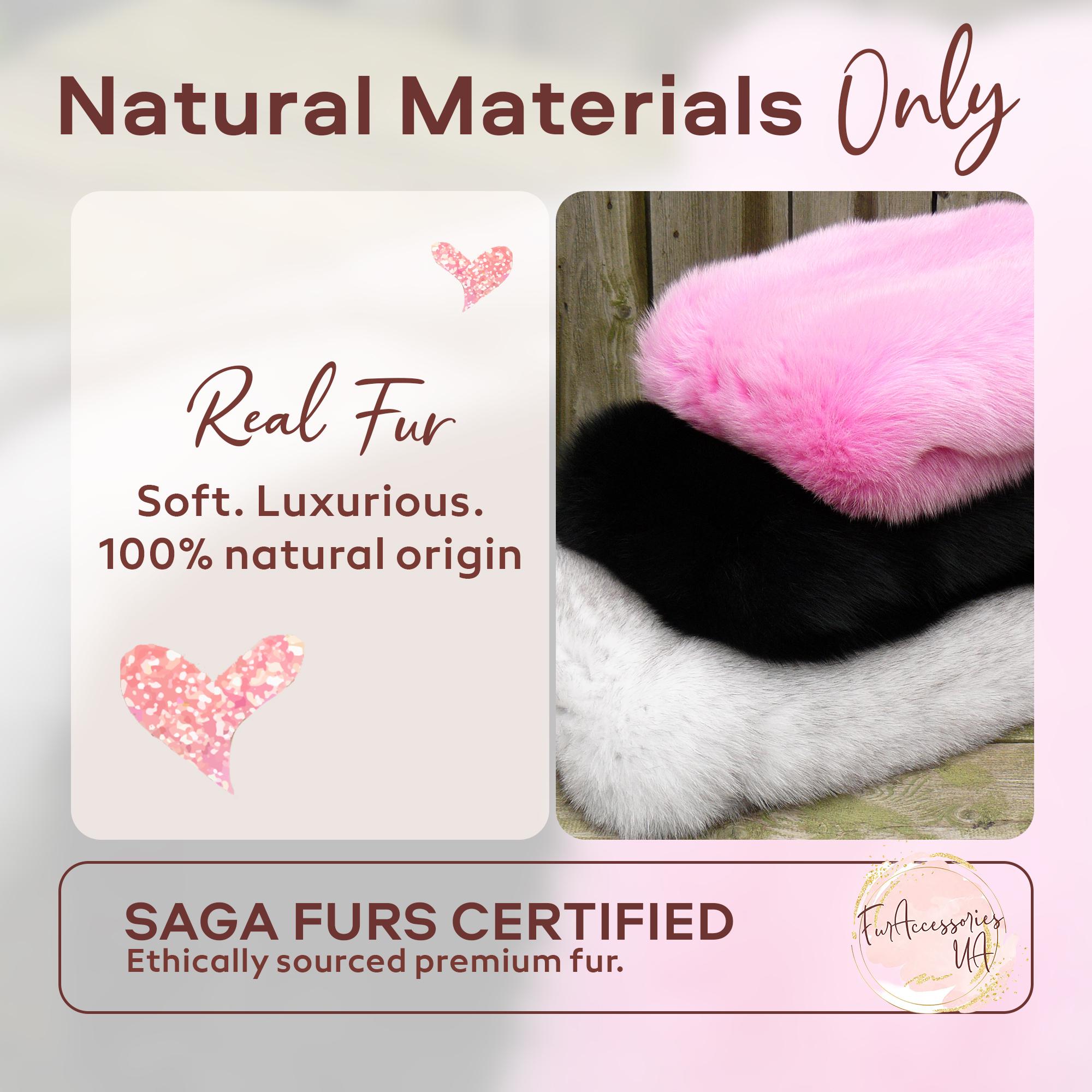 White Fox Fur Earmuffs for Her, Real Fur Ear Muffs, Extra Fluffy