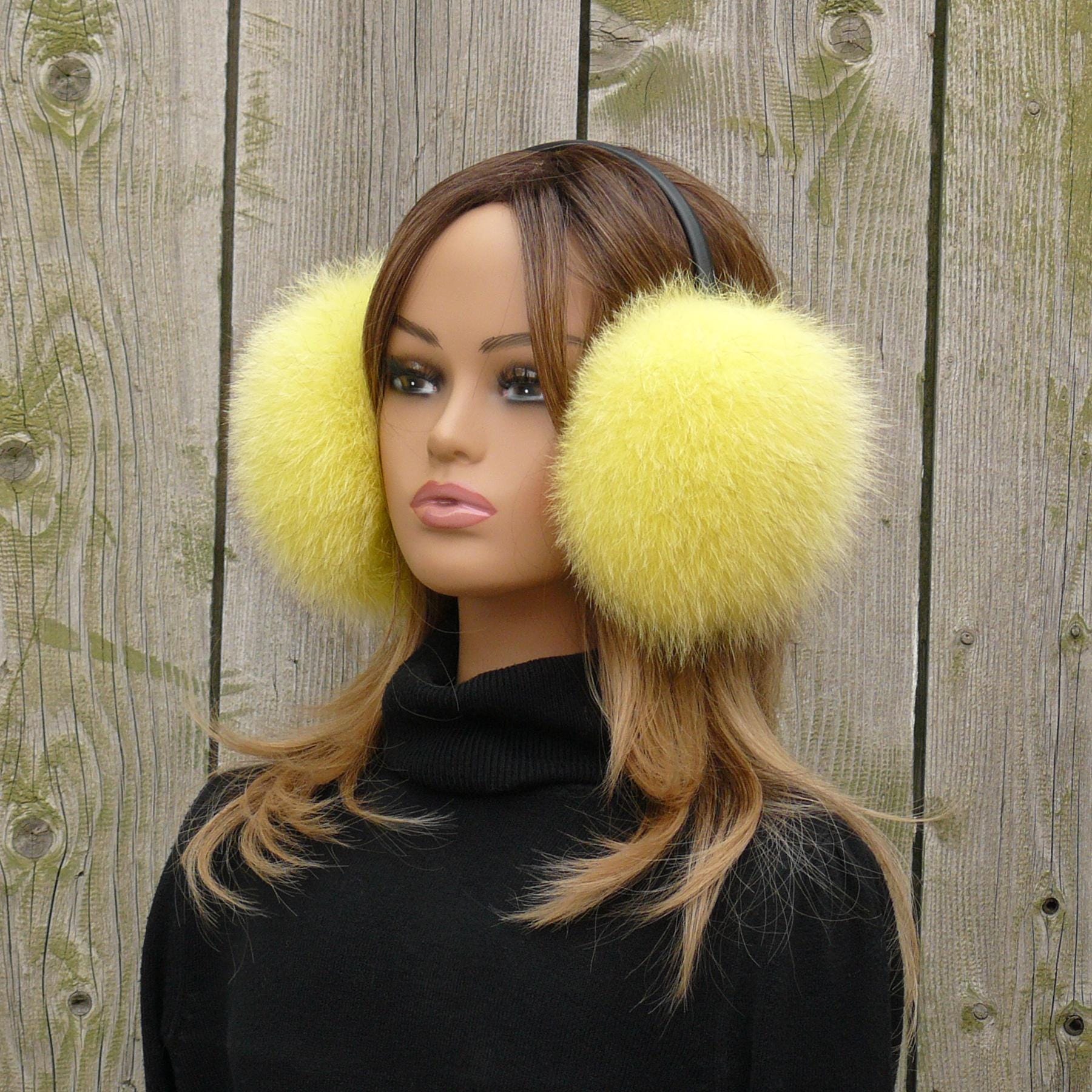 Gnome Earmuffs Handmade Faux Fur Ear Warmers Fuzzy Unisex Teen and Adult Sizes Red Fur Earmuffs, Real Fur Ear Warmer, Girls Earmuffs, Large  main image 2