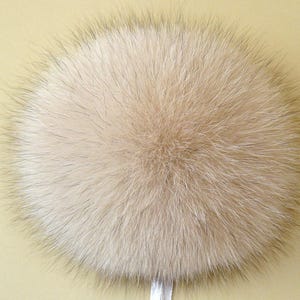 Creme Pelz Pom Pom Mütze, Echter Fuchs Pelzpom, Großer Pelz Ball, Abnehmbarer Pompom, Fuzzy Bommel