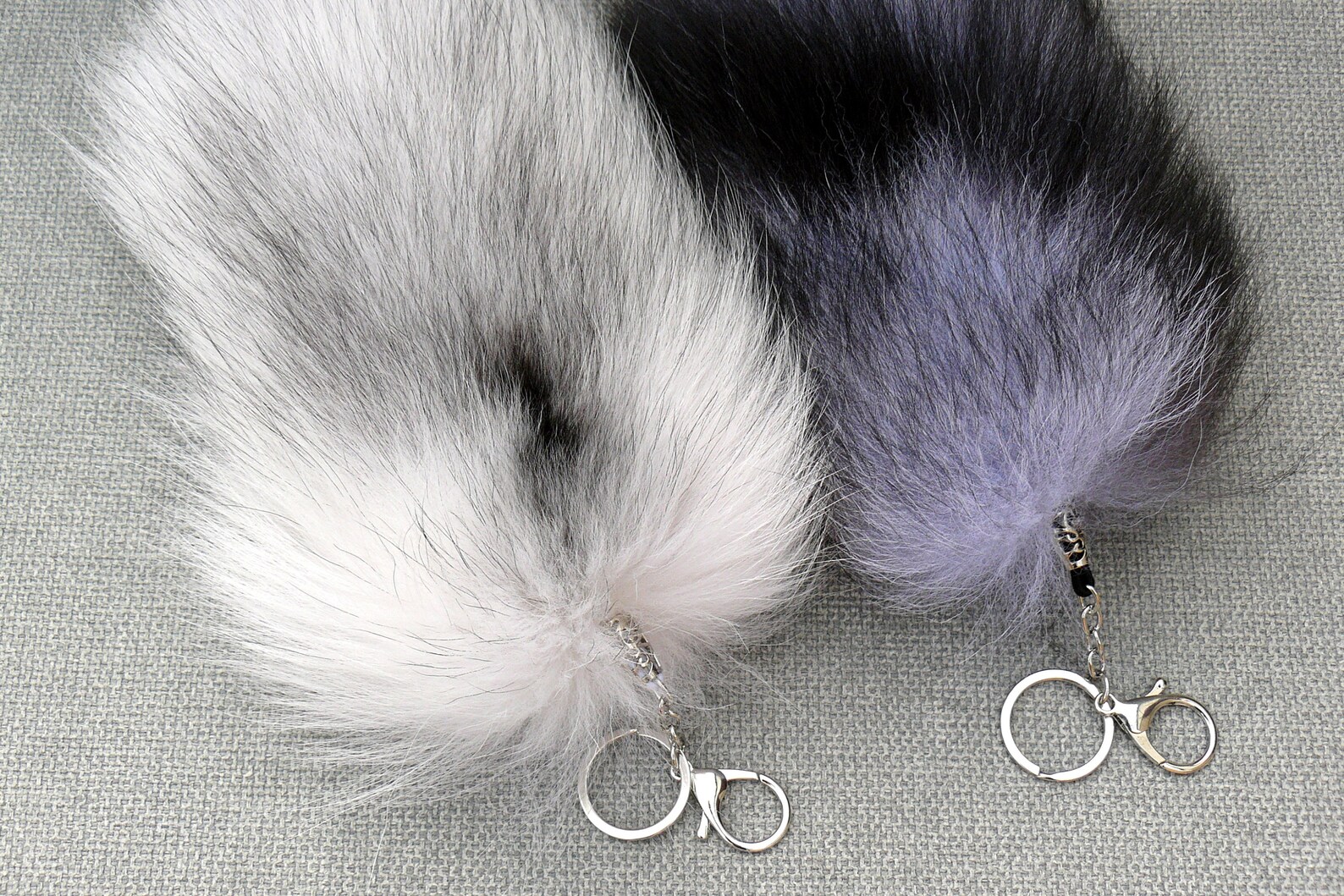 Silver fox tail Fox Tail Keychain Fur Keychain Fox Fur Etsy