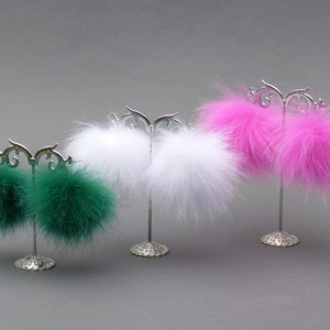 Mini Hot Pink Fuzzy Pom Pom Stud Earrings - Surgical Steel Posts (S185)