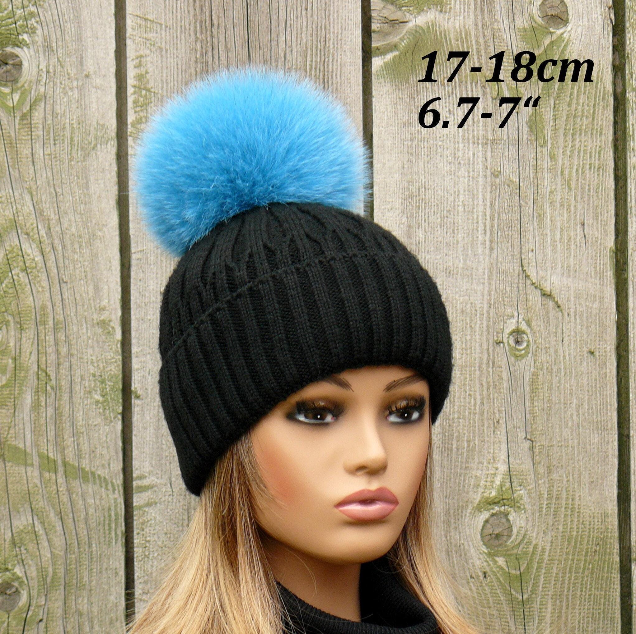 15 Boules à Pompon Fausse Fourrure Bleues 8-9cm - Accessoires Tricot Chapeaux Écharpes Sacs