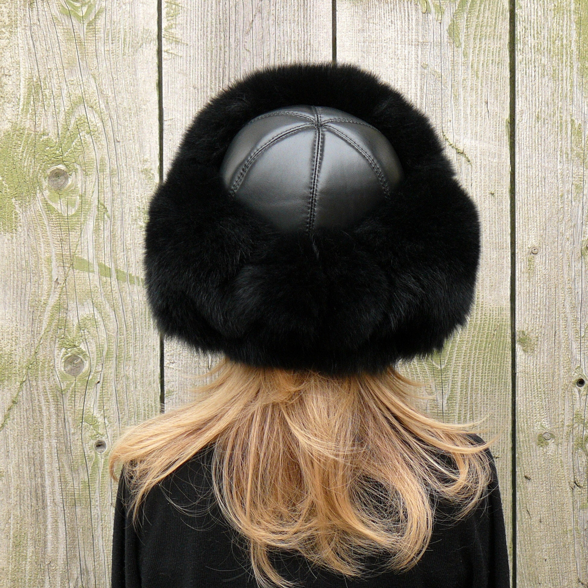 Real Fur Trapper Hat, Black Fox Fur Hat Woman, Aviator Fur Hat