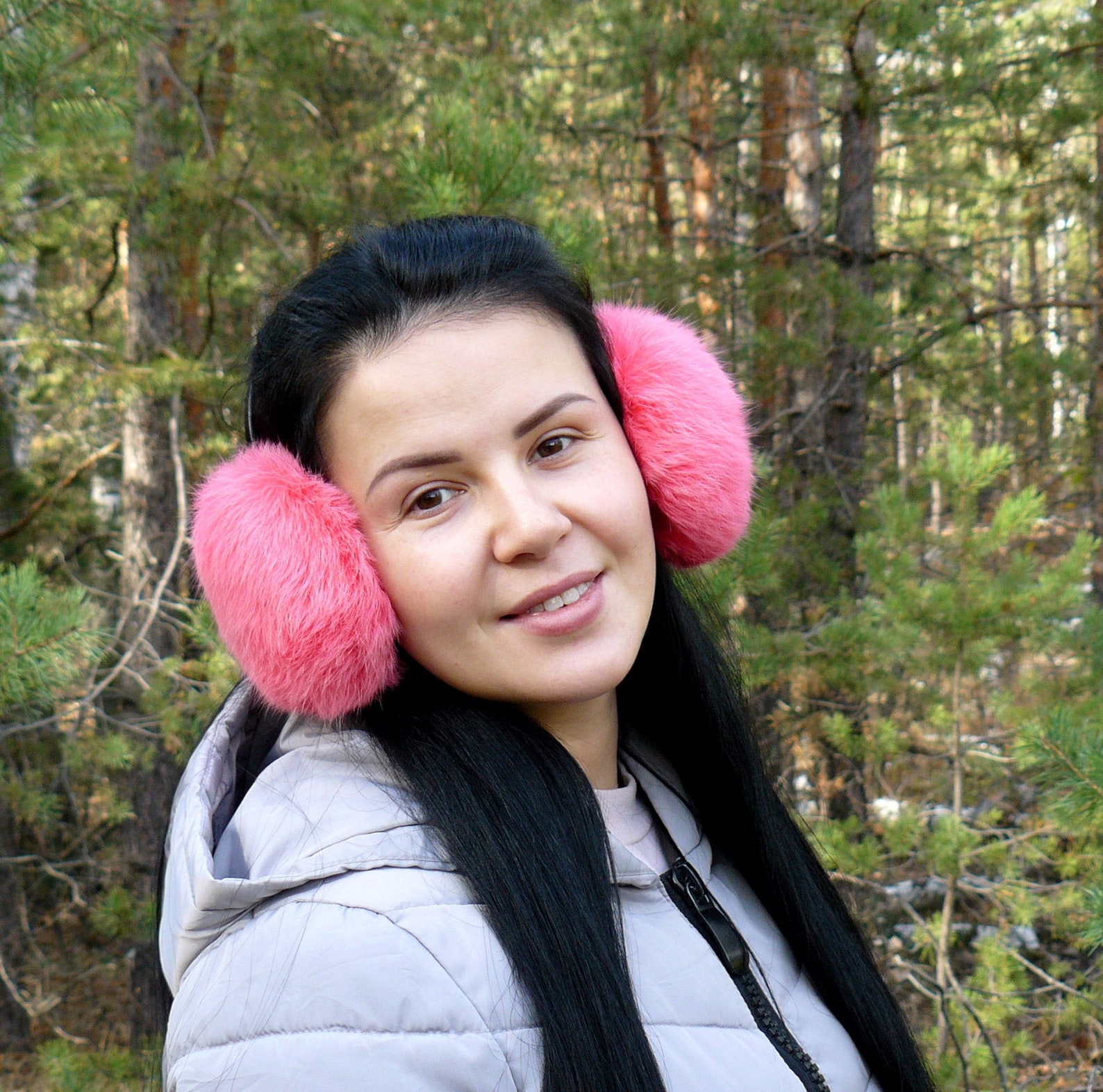 Pink Fur Earmuffs Winter Earmuffs for women Rabbit fur ear Etsy