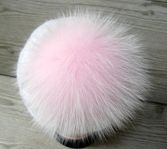 Fur Pom Pom Light Pink Fur Pompom for Hat Real Fox Fur Pom Detachable Pompom  Fuzzy Bommel 