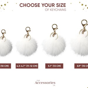 Genuine Fur Keychain Bag Charm, Fuzzy Keyring, Real Fur Key Chain, White Fluffy Accessory, Handbag Charm, Purse Charm image 5