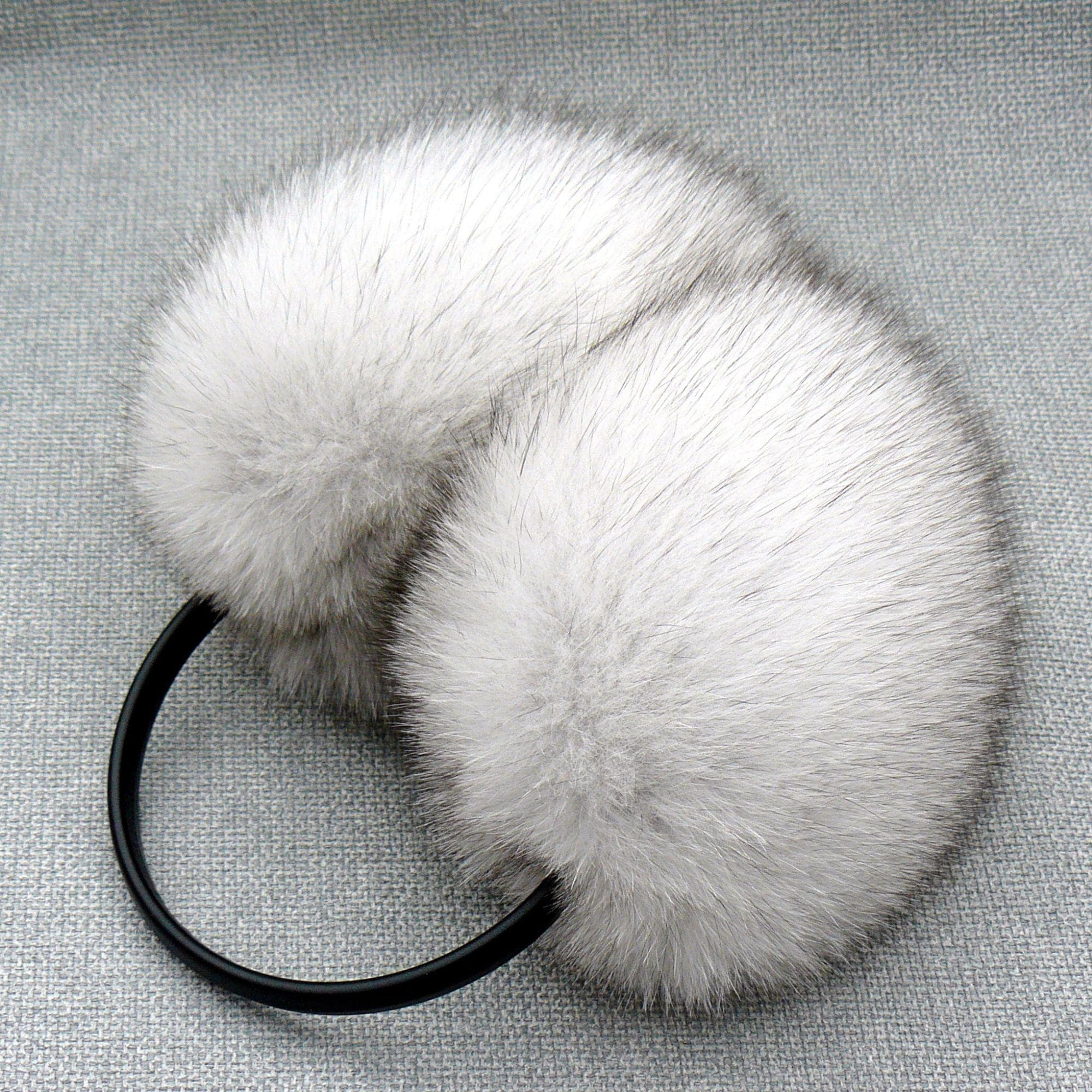 White Fox Fur Earmuffs Women, Real Fur Ear Muffs, Big Fluffy