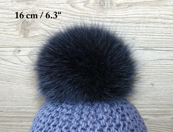 Faux Fur Pom Pom - Light grey - Removable - Detachable pom - Pom poms for  Hats - Beanie hat - Snap Fastener - snap- Fluffy-13-17cm/5.1-6.7