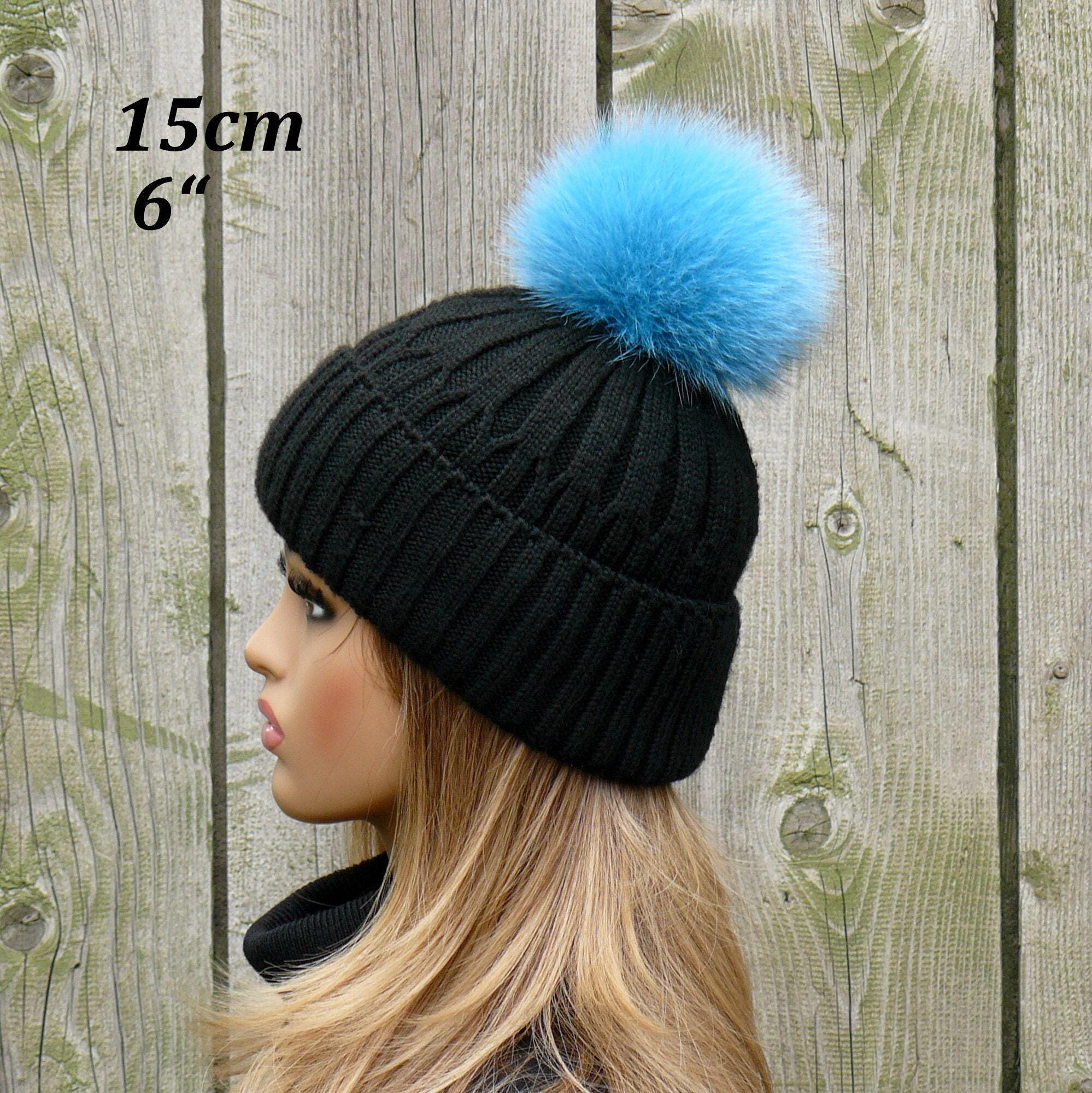 Blue Fur Pom Pom, Fluffy Large Pom Pom Ball, Round Soft Pom 