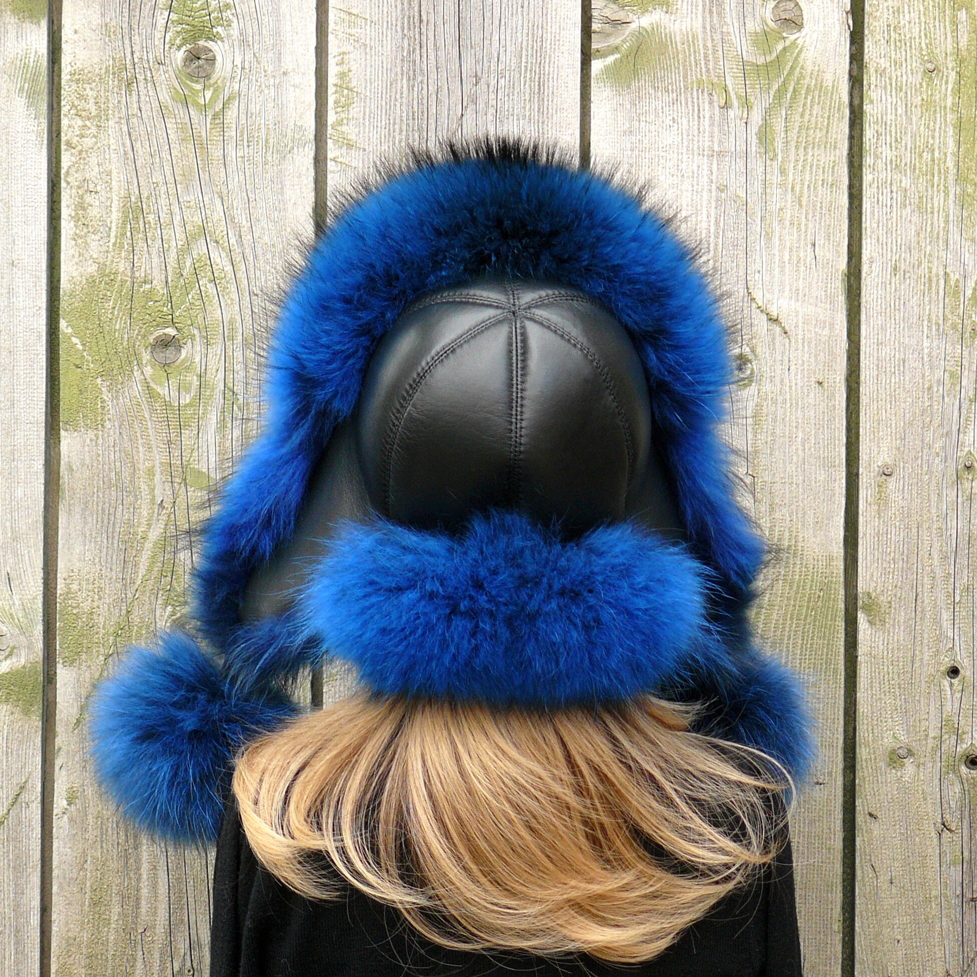 Real Fur Trapper Hat with Pom Poms Denali Faux Fur Pom-Poms Trapper Hat main image 2
