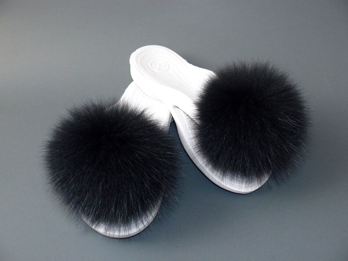 Fur shoe clips Real fox fur pom pom shoe clips shoe clip Etsy