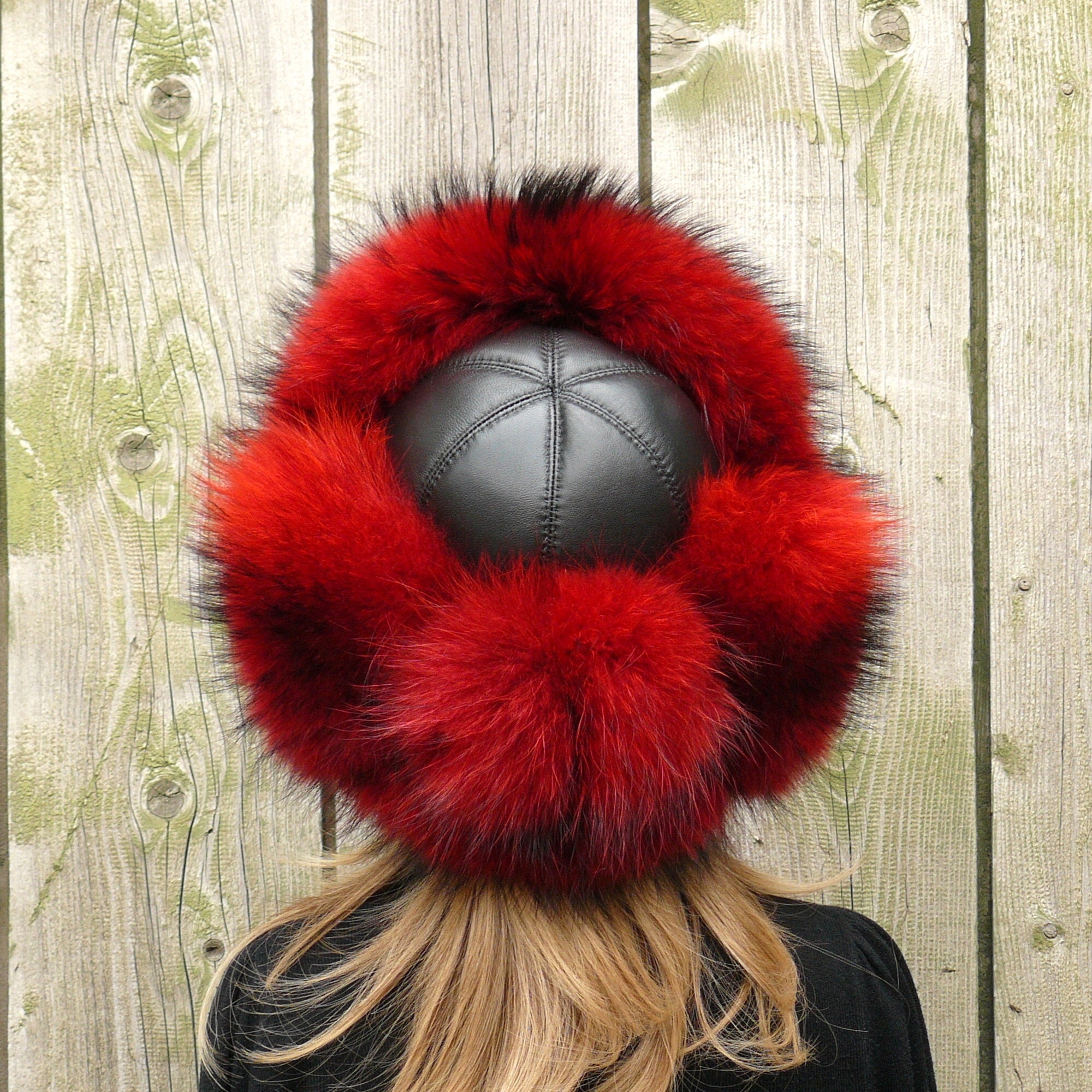 Red Fur Hat Women’s Winter Statement Fluffy Soft Cold Weather Amazon.com: Fox Fur Trapper Hat，Fuzzy Russian Hat for Women  main image 2