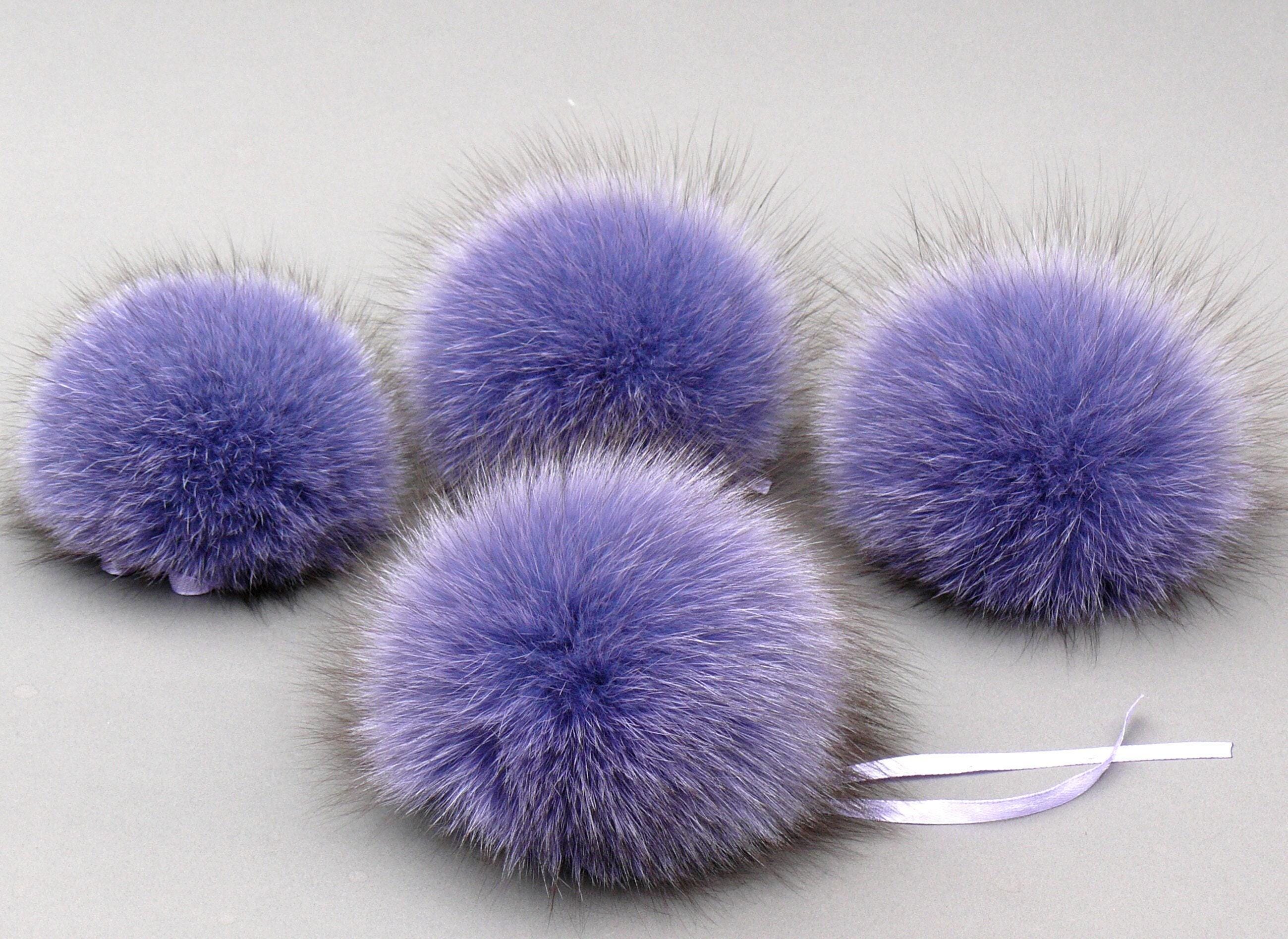 Plush Lavender Fur Hat (Ushanka) with detachable Pom-Poms UTSJKR Women main image 4