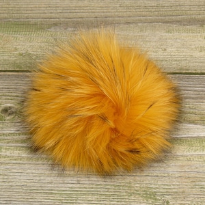 Pompons de pele laranja, acessórios de pele de guaxinim real, pompom grande para chapéus, pompom fofo com fecho, presente para adolescente, pompom de destaque para chapéu