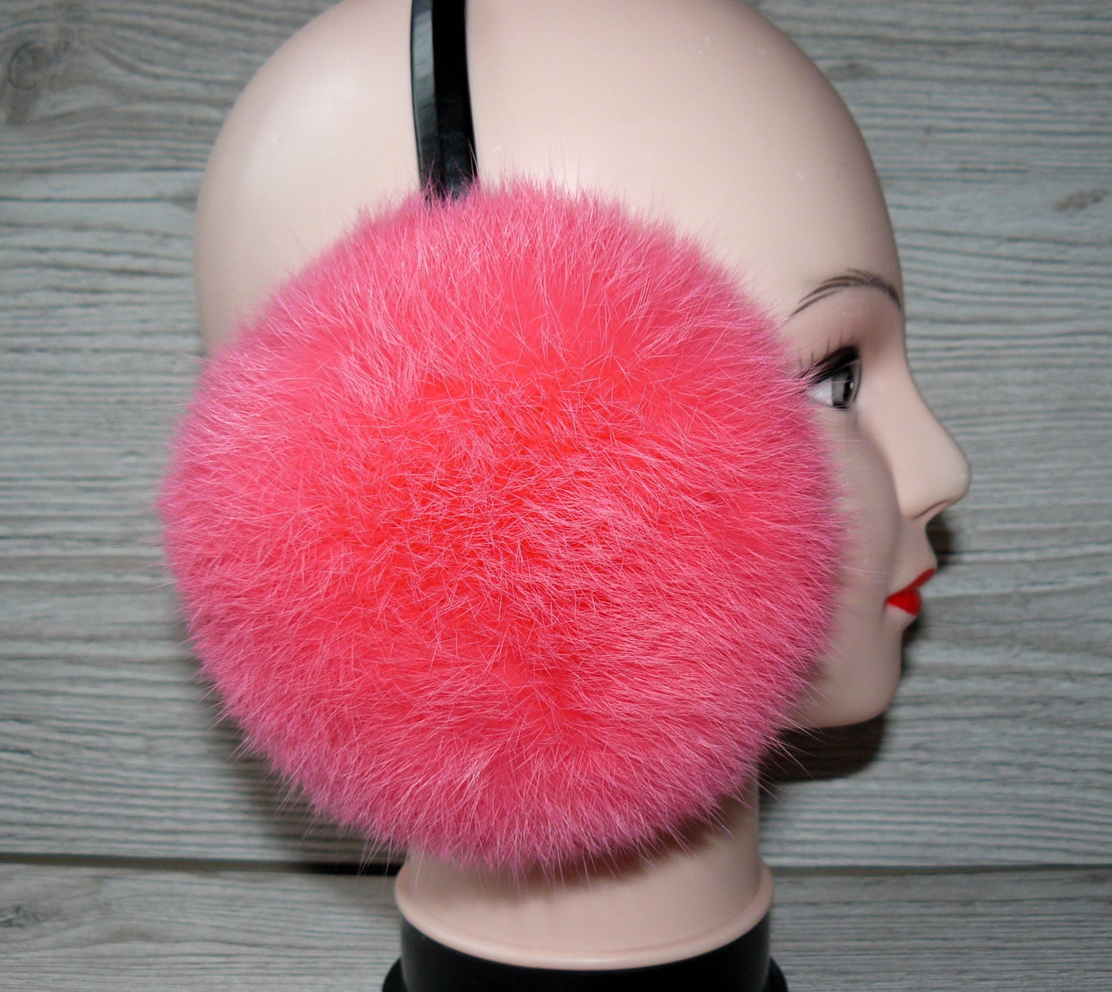 Pink Fur Earmuffs Winter Earmuffs for women Rabbit fur ear Etsy